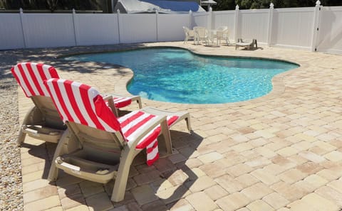 pool with sunbeds