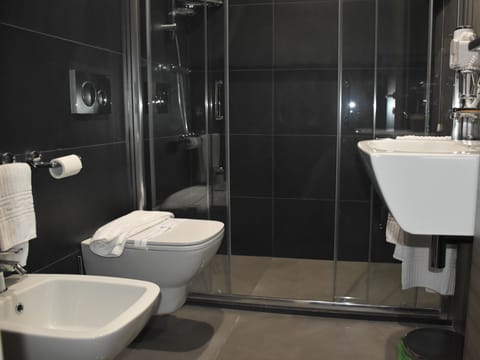 Shower, free toiletries, hair dryer, bathrobes