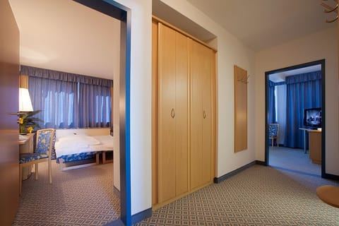 Family Room | Desk, blackout drapes, soundproofing, iron/ironing board