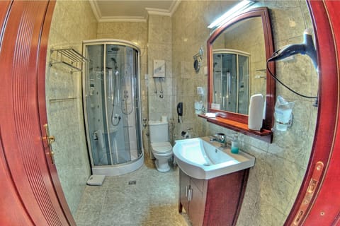 Double Room | Bathroom | Shower, hair dryer, bathrobes, slippers