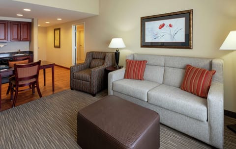 Suite, 2 Bedrooms, Non Smoking | Living area | 55-inch LED TV with cable channels, TV
