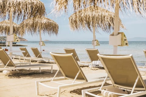 Private beach nearby, sun loungers, beach umbrellas, rowing