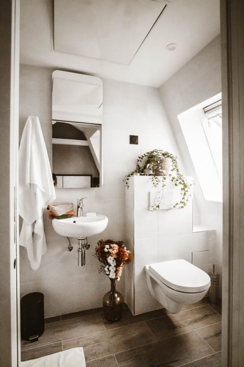 Shower, free toiletries, towels, soap