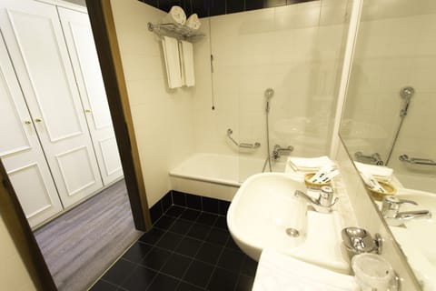 Hair dryer, bidet, towels