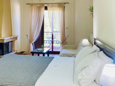 Double Room, 1 Double Bed, Fireplace, Mountain View | Pillowtop beds, individually decorated, blackout drapes, free WiFi