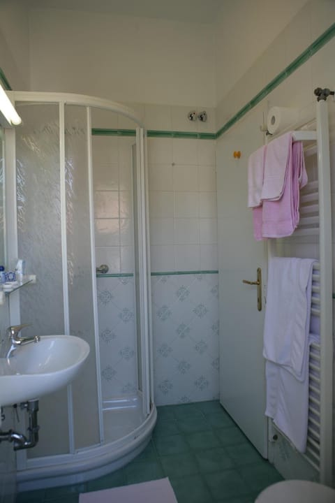 Shower, rainfall showerhead, slippers, bidet