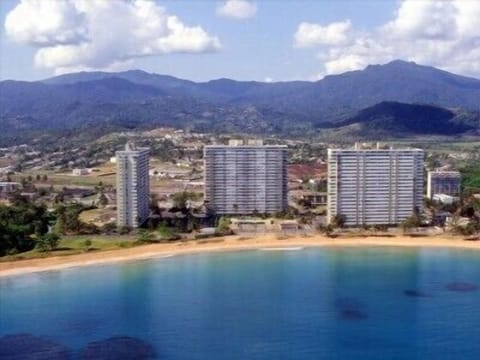 Splendid view from the ocean, at background the El Yunque National Rainforest.