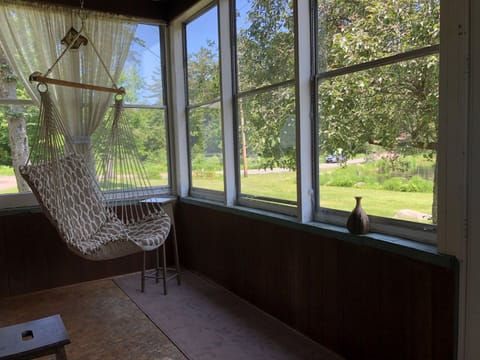 relax on the porch swing chair.