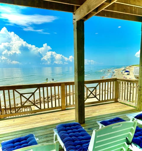 View from the one of the large living room windows. 
