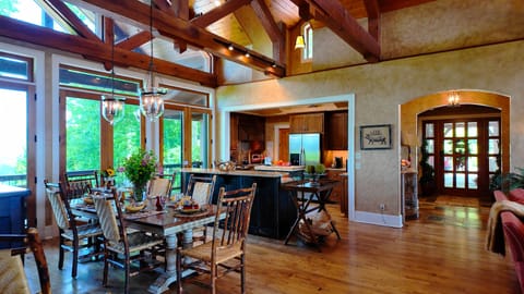 Open plan kitchen, dining, and living. Perfect for gatherings.