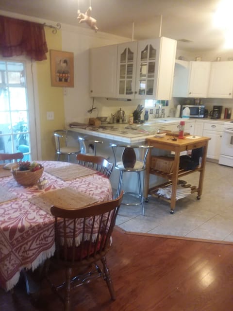 breakfast bar with three additional stools