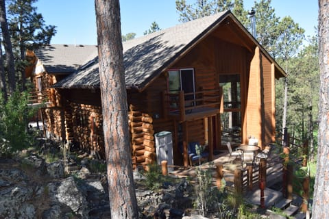 Upper deck is off the master suite, with main deck below. Stunning landscape!