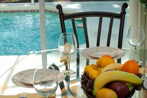 Dining with a pool view