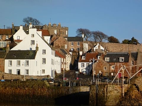 Harbour Cottage nestled against the castle wall and on the coastal path.