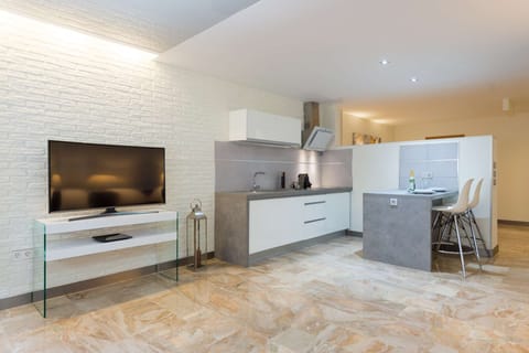 TV and kitchen