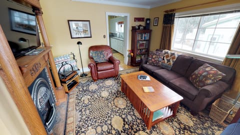 Welcoming living room with gas fireplace