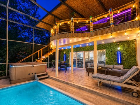 Relax on stylish pool furniture designed for ultimate comfort.