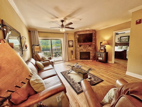 Living room with handcrafted England leather furniture