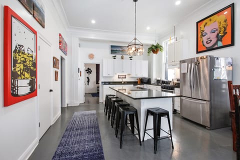 There's a half bath off the well stocked kitchen.