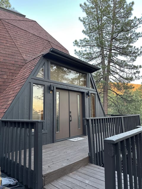 We painted it black!  Beautiful new front doors and exterior paint