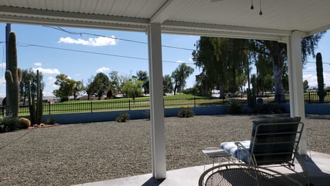 Large new awning over patio area with great view of golf course!