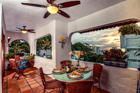 Stunning spacious terrace with ocean and mountain views