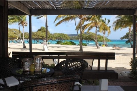 Deck with outdoor dining table