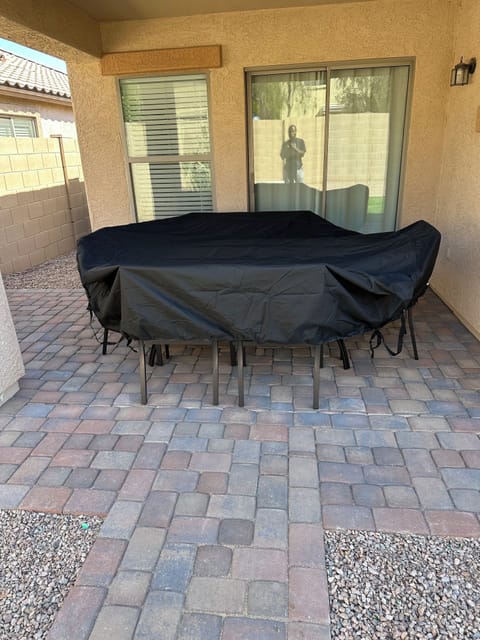 Covered Backyard Patio seating 