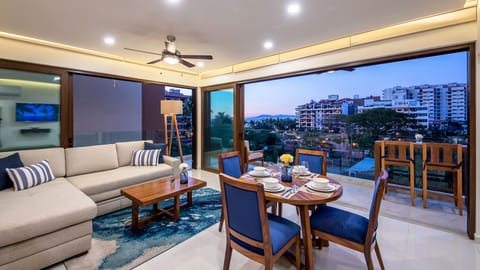 Living room with all around balcony