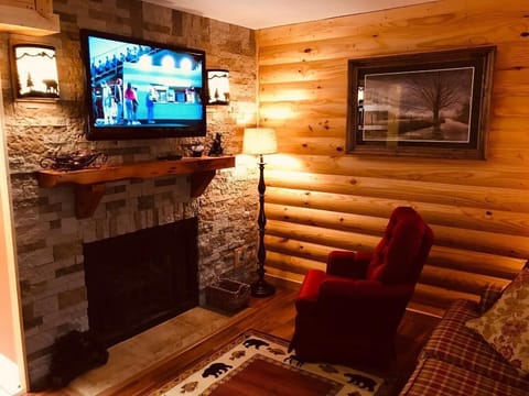 Newly renovated living room with large flat screen TV