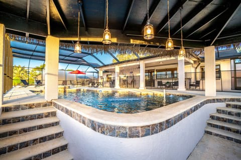 Built in swim-up bar and stools 