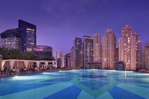Outdoor pool, pool umbrellas
