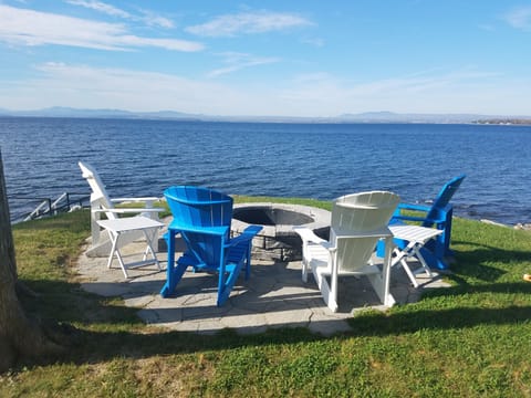 View  of Lake Champlain and the Addirondak mountains of NY from the fire pit