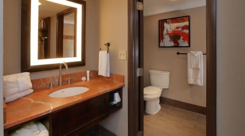 Shower, designer toiletries, hair dryer, towels