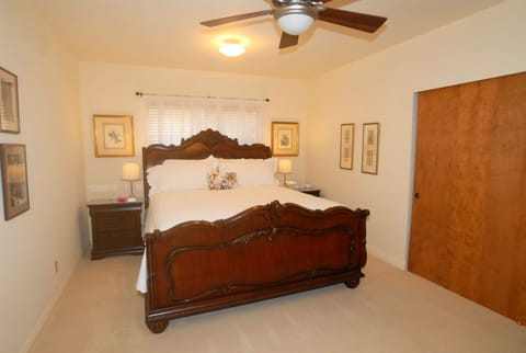 California King cherry bed with Stearns & Foster Plush mattress. 