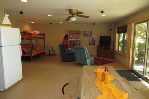 Extra Fridge and Table in Basement
