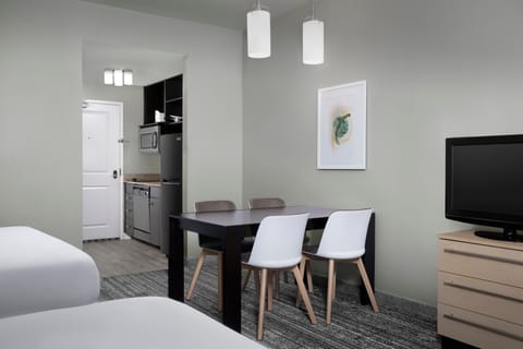 Studio, 2 Queen Beds | Private kitchen | Full-size fridge, microwave, stovetop, dishwasher