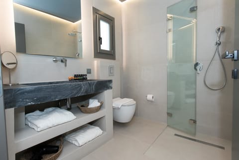 Deluxe Room - Ground Floor | Bathroom | Shower, free toiletries, hair dryer, bathrobes