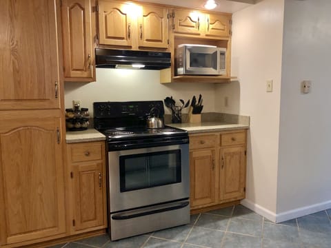 Kitchen with stainless steel appliances
