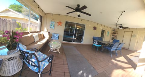 Covered lanai by pool area
