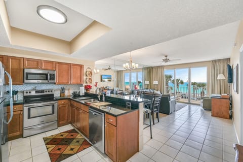 Looking From Kitchen, dining area, and Family Room Beautiful View Of The Gulf