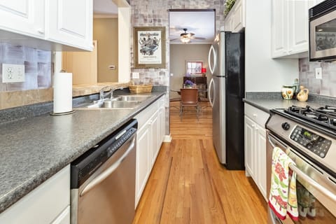 Kitchen looking into dining area