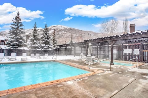 Soak in the year round heated pool and hot tub after a day on the mountain.
