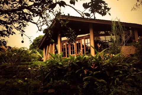 Front view of the house at Sunset