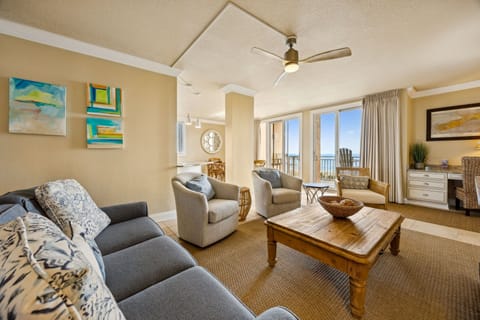 Living Room with views to dining and balcony