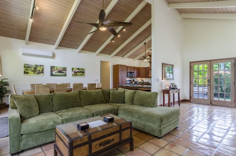 Seating area includes additional chairs and seats 8. Ceiling fans and AC