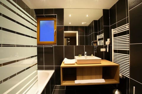 Hair dryer, bathrobes, slippers, towels