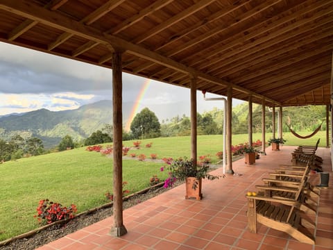 View from the 3m wide porch. Magical rainbows are visible most days!