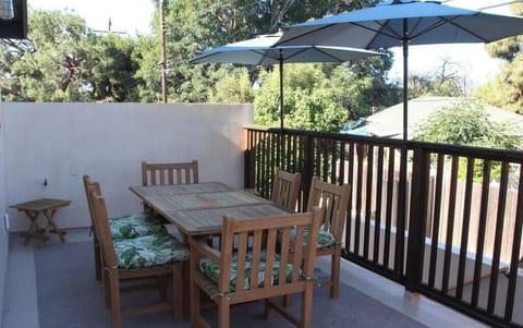 Large balcony of short term rental property.
