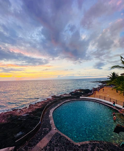 Salt water pool by the ocean 